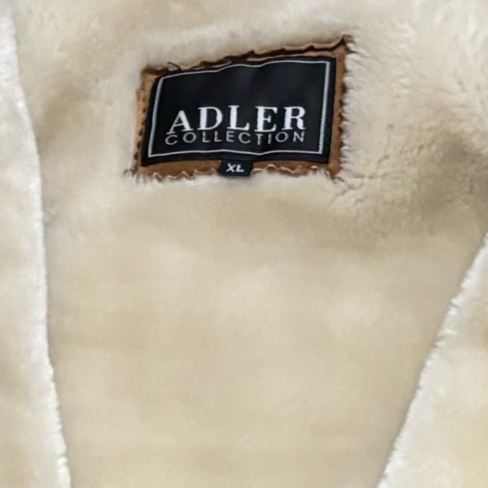 Leather Adult Sz XL Tan Leather Bomber Suede Jacket Coat Faux Fur Trim Boho - Picture 6 of 9